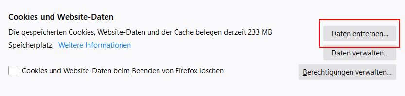 Firefox - Browserdaten löschen
