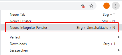 Google Chrome - Inkognito Fenster
